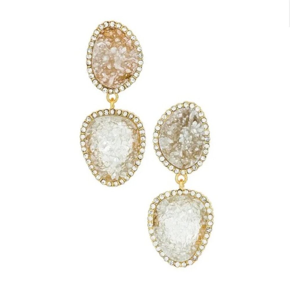 BaubleBar Tier Drop Earrings Metallic Gold & Cream Mermaidcore